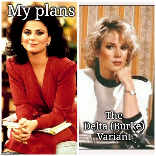 Delta Burke Variant | My plans; The Delta (Burke) Variant | image tagged in memes,delta | made w/ Imgflip meme maker