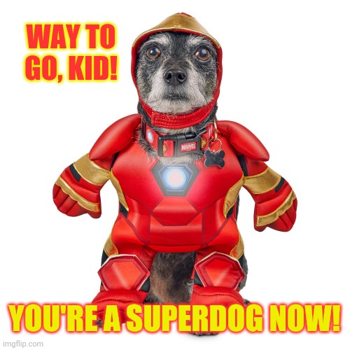 WAY TO GO, KID! YOU'RE A SUPERDOG NOW! | made w/ Imgflip meme maker