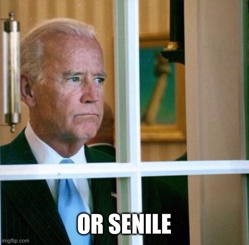 Sad Joe Biden | OR SENILE | image tagged in sad joe biden | made w/ Imgflip meme maker