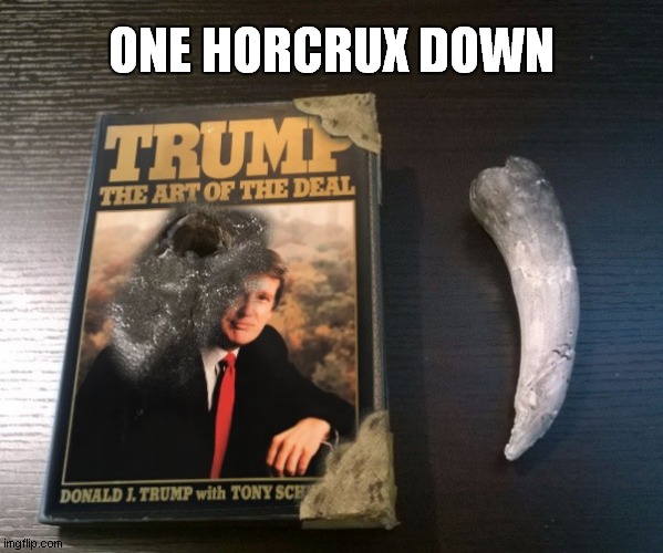 One Horrcrux down | ONE HORCRUX DOWN | image tagged in donald trump,nevertrump,dump trump,donald trump the clown | made w/ Imgflip meme maker