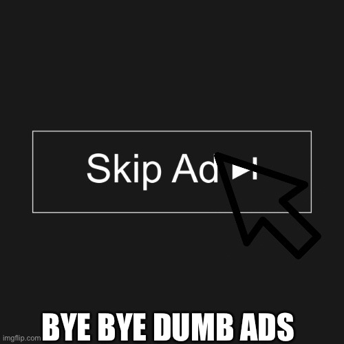 Skip Ad Button | BYE BYE DUMB ADS | image tagged in skip ad button | made w/ Imgflip meme maker