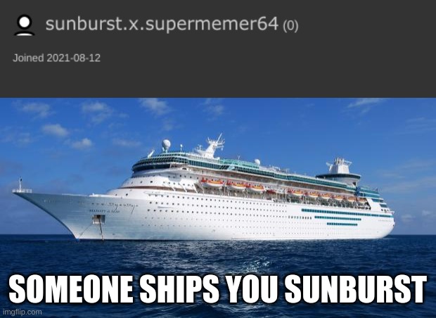 I ship it | SOMEONE SHIPS YOU SUNBURST | image tagged in i ship it | made w/ Imgflip meme maker