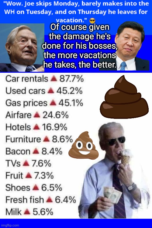Blowhard Joe's vacation | Of course given the damage he's done for his bosses, the more vacations he takes, the better. | image tagged in blue square | made w/ Imgflip meme maker