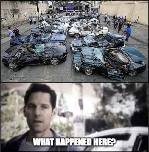 There Are More Questions Than Answers ! | image tagged in fun,squashed cars,what happened here | made w/ Imgflip meme maker