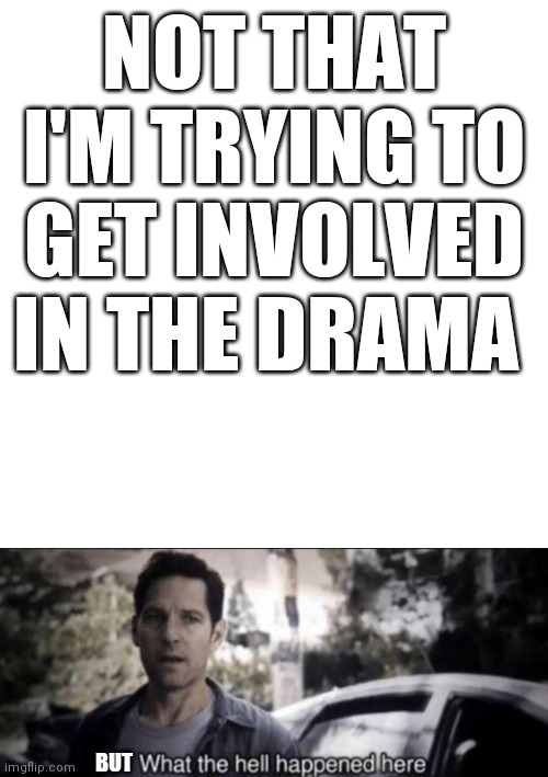NOT THAT I'M TRYING TO GET INVOLVED IN THE DRAMA; BUT | image tagged in memes,blank transparent square,what the hell happened here | made w/ Imgflip meme maker