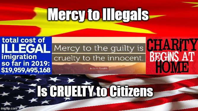 Mercy to Illegals - Cruelty to our own Citizens | image tagged in illegal immigration,invasion,evil,selected,not elected | made w/ Imgflip meme maker