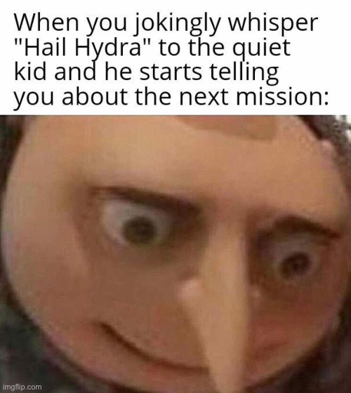 oh no | image tagged in gru meme,hail hydra,funny,marvel,mission,dark humor | made w/ Imgflip meme maker