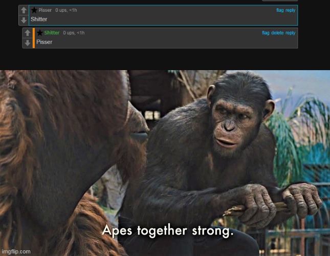 image tagged in ape together strong | made w/ Imgflip meme maker