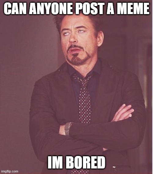 Boredd | CAN ANYONE POST A MEME; IM BORED | image tagged in memes,face you make robert downey jr | made w/ Imgflip meme maker