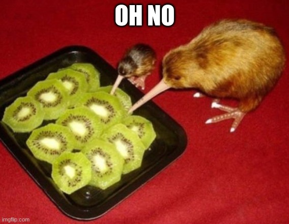 A horrible scene of cannibalism. ( credit to who_am_I for OG ) | OH NO | image tagged in kiwi | made w/ Imgflip meme maker