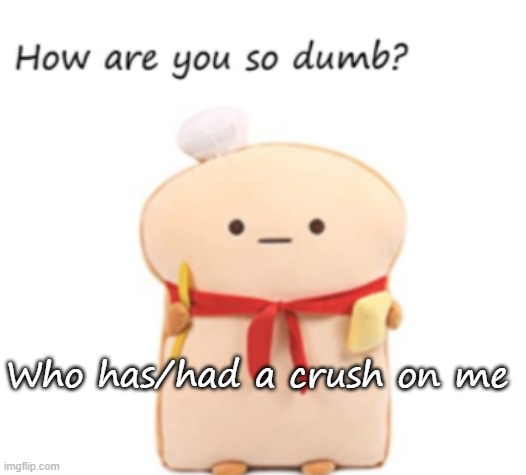 how are you so dumb | Who has/had a crush on me | image tagged in how are you so dumb | made w/ Imgflip meme maker