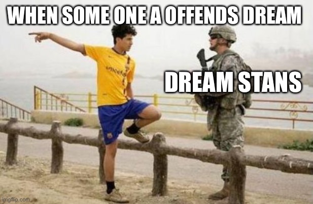 Fifa E Call Of Duty Meme | WHEN SOME ONE A OFFENDS DREAM; DREAM STANS | image tagged in memes,fifa e call of duty | made w/ Imgflip meme maker