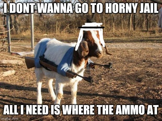 God forbids cheems from horny jail | I DONT WANNA GO TO HORNY JAIL; ALL I NEED IS WHERE THE AMMO AT | image tagged in isis stealth weapon,allahu akbar,eh mehebu,baaa | made w/ Imgflip meme maker