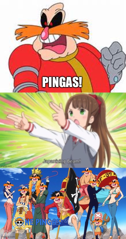 One Piece of Pingas | PINGAS! | image tagged in pingas,japanizing beam,memes,anime,animeme,one piece | made w/ Imgflip meme maker