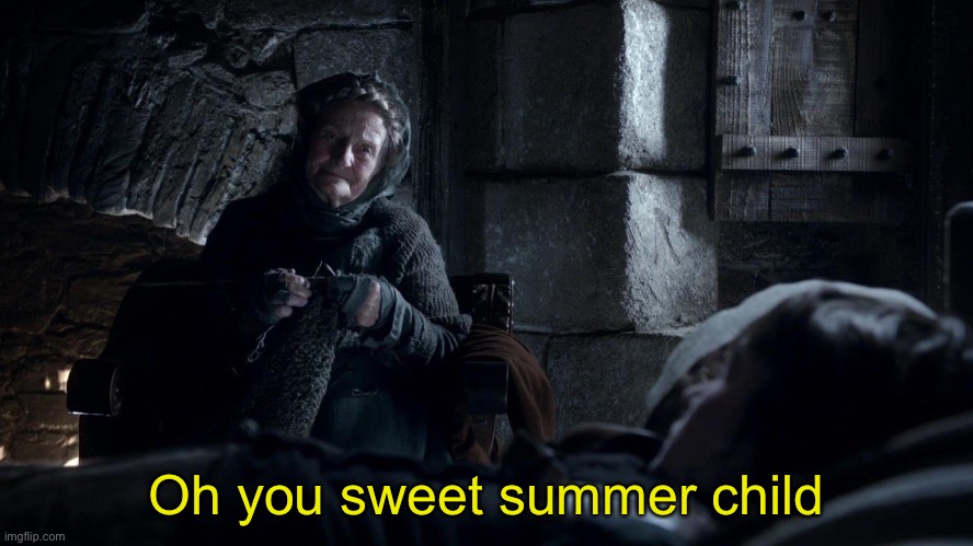 sweet summer child | Oh you sweet summer child | image tagged in sweet summer child | made w/ Imgflip meme maker
