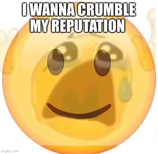 happy emoji on the outside, but crying on the inside | I WANNA CRUMBLE MY REPUTATION | image tagged in happy emoji on the outside but crying on the inside | made w/ Imgflip meme maker