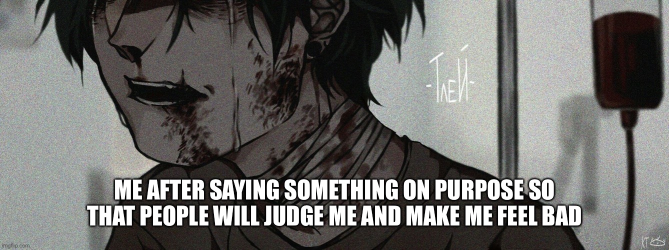 ME AFTER SAYING SOMETHING ON PURPOSE SO THAT PEOPLE WILL JUDGE ME AND MAKE ME FEEL BAD | made w/ Imgflip meme maker