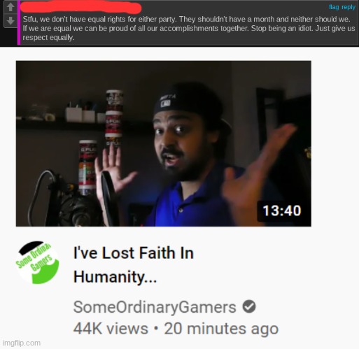 dumb fuck thinks gays are equal to veterans no one is equal to veterans | image tagged in muta loses faith on human | made w/ Imgflip meme maker