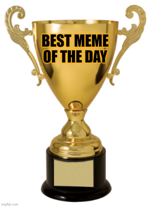 Trophy | BEST MEME OF THE DAY | image tagged in trophy | made w/ Imgflip meme maker