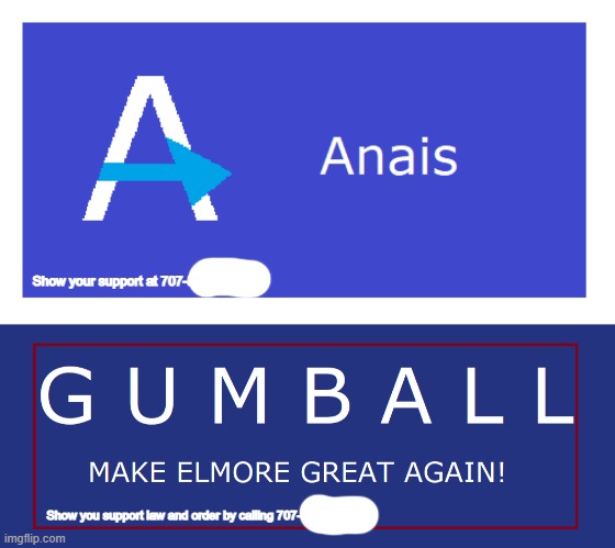 Currently Anais leads the electoral count and popular vote count | Show your support at 707-555-2792; Show you support law and order by calling 707-555-9381 | made w/ Imgflip meme maker