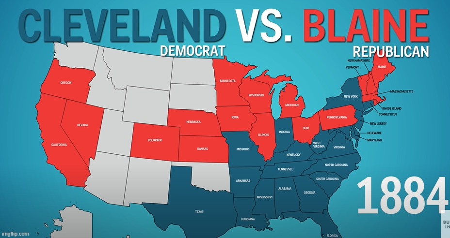 While we wait for the 10pm PST poll closings here's the 1884 election map | made w/ Imgflip meme maker