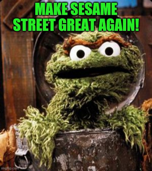 Oscar the Grouch | MAKE SESAME STREET GREAT AGAIN! | image tagged in oscar the grouch | made w/ Imgflip meme maker