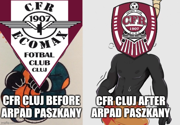 CFR Cluj Evolution (FNF Whitty Edition) | CFR CLUJ BEFORE ARPAD PASZKANY; CFR CLUJ AFTER ARPAD PASZKANY | image tagged in baby and strong whitty,cfr cluj,friday night funkin,whitty,funny,memes | made w/ Imgflip meme maker
