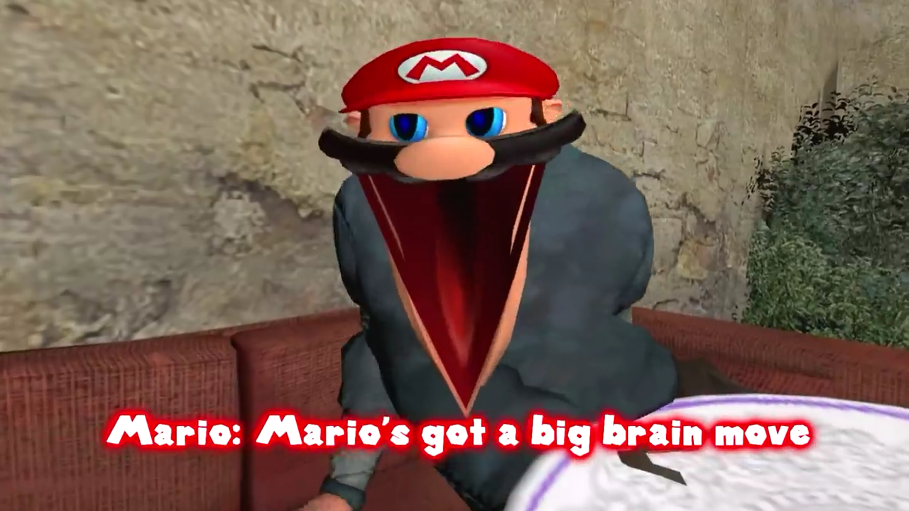 High Quality Mario's got a big brain move Blank Meme Template