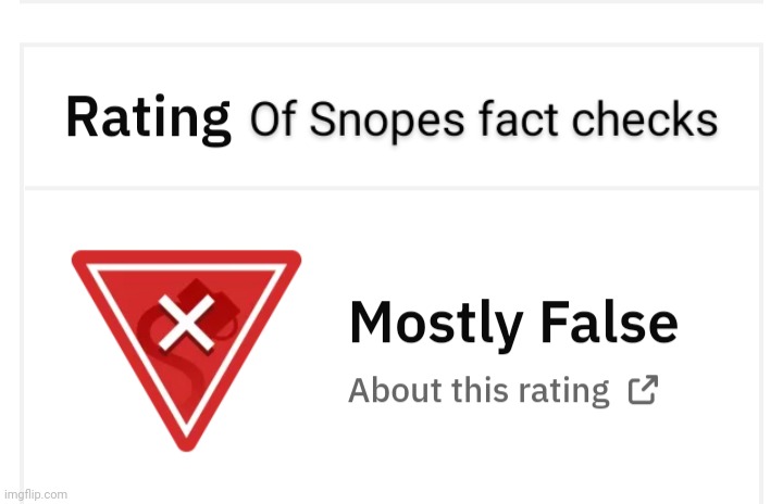 Snopes mostly false | image tagged in snopes,false,fact check | made w/ Imgflip meme maker