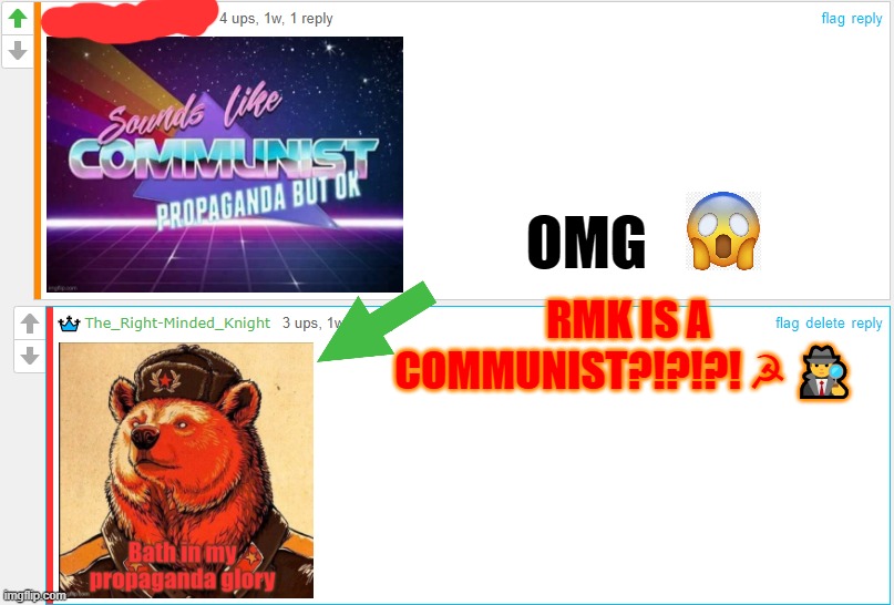 This meme may be entirely satircal | OMG; RMK IS A COMMUNIST?!?!?! ☭ 🕵 | image tagged in rmk,hcp,cringe click bait | made w/ Imgflip meme maker