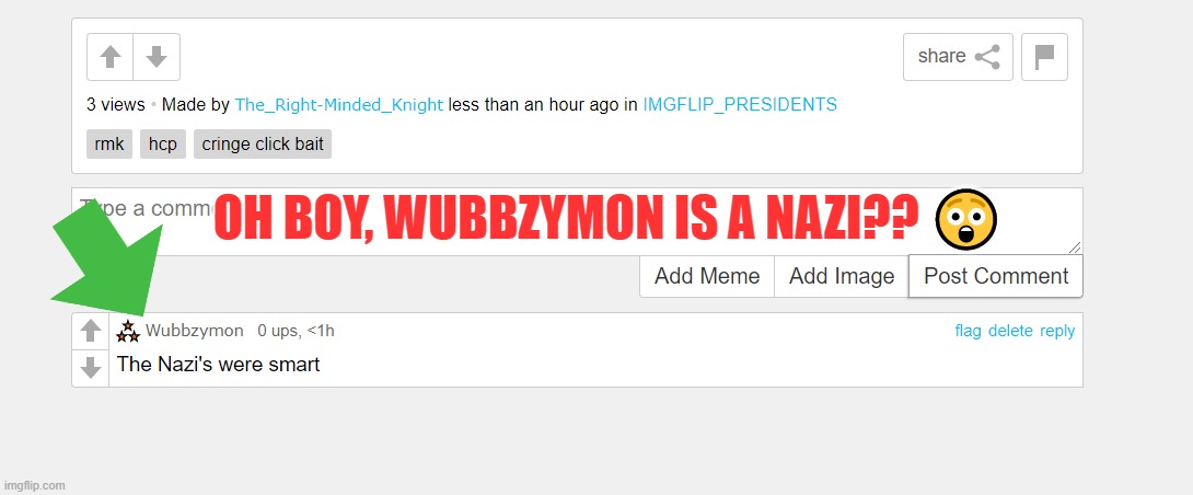 Sarcasm like RMK's | OH BOY, WUBBZYMON IS A NAZI?? 😲 | image tagged in sarcasm,rmk,joke | made w/ Imgflip meme maker