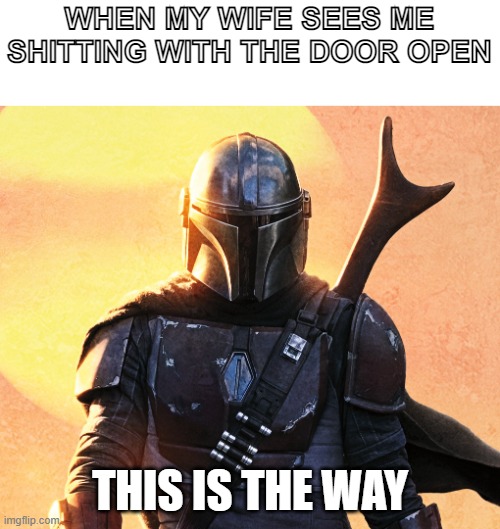 the way | WHEN MY WIFE SEES ME SHITTING WITH THE DOOR OPEN; THIS IS THE WAY | image tagged in fun | made w/ Imgflip meme maker