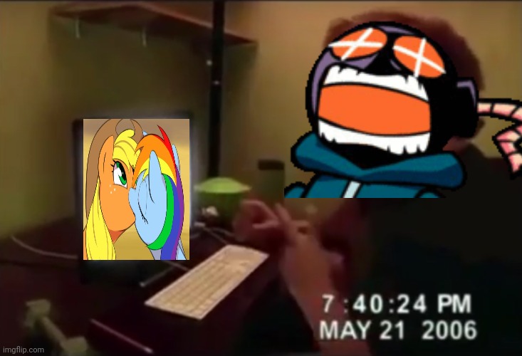 Whitty sees AppleDash kissing (CRINGE) | image tagged in memes,friday night funkin,my little pony,whitty,appledash,cringe | made w/ Imgflip meme maker