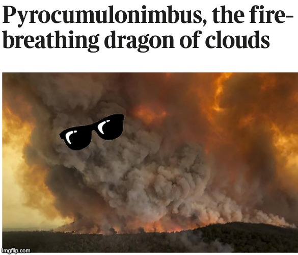 So hot, yet so COOL | image tagged in fire-breathing dragon cloud,weather,style,dragon,cool,climate change | made w/ Imgflip meme maker