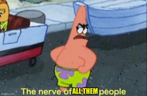 Patrick the nerve of some people | ALL THEM | image tagged in patrick the nerve of some people | made w/ Imgflip meme maker