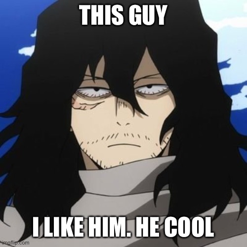 MY HERO ACADEMIA Mr Aizawa | THIS GUY; I LIKE HIM. HE COOL | image tagged in my hero academia mr aizawa | made w/ Imgflip meme maker