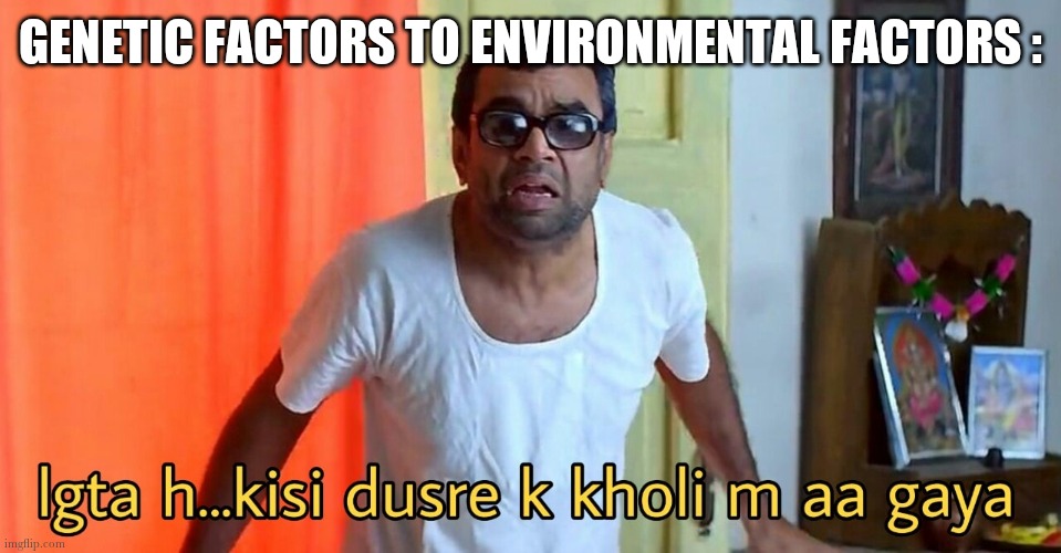 HeraPheri | GENETIC FACTORS TO ENVIRONMENTAL FACTORS : | image tagged in funny memes | made w/ Imgflip meme maker