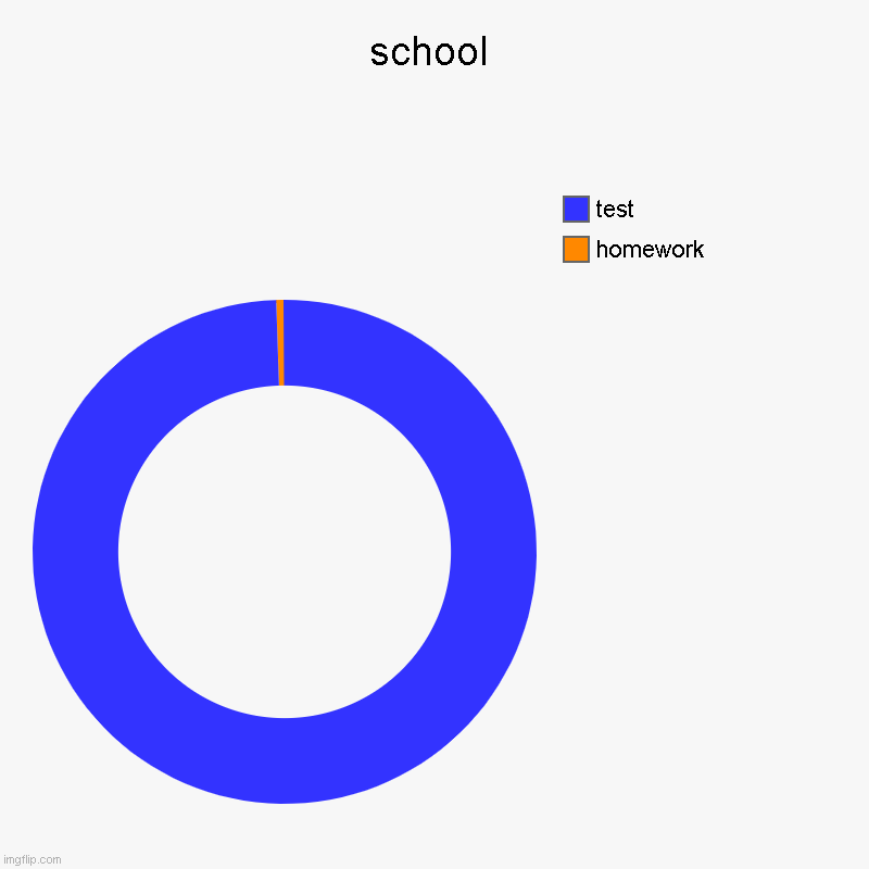 school | homework, test | image tagged in charts,donut charts | made w/ Imgflip chart maker