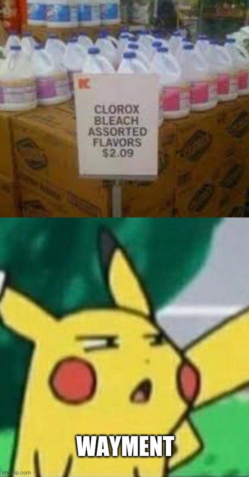 Drink the bleach | WAYMENT | image tagged in hol up,pikachu | made w/ Imgflip meme maker