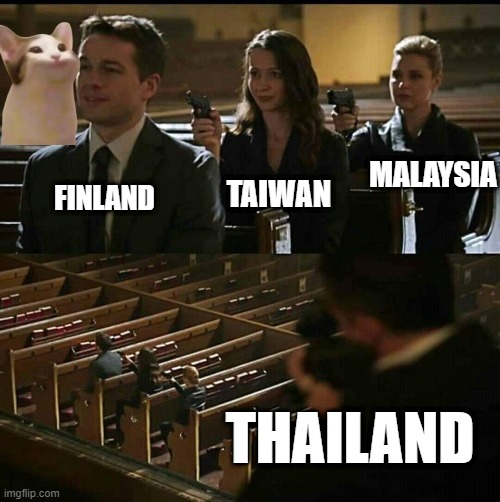Gun Church Boyyyyyyyyyy | MALAYSIA; TAIWAN; FINLAND; THAILAND | image tagged in gun church boyyyyyyyyyy | made w/ Imgflip meme maker