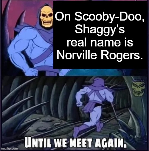 Until we meet again. | On Scooby-Doo, Shaggy’s real name is Norville Rogers. | image tagged in until we meet again | made w/ Imgflip meme maker