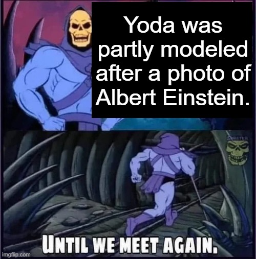 Until we meet again. | Yoda was partly modeled after a photo of Albert Einstein. | image tagged in until we meet again | made w/ Imgflip meme maker