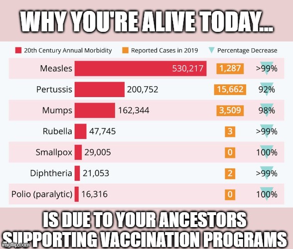 History's rife with those thinking God rather than medical  science prevents deaths | WHY YOU'RE ALIVE TODAY... IS DUE TO YOUR ANCESTORS
SUPPORTING VACCINATION PROGRAMS | image tagged in covid,vaccinations,mask wearing,misinformation,political propaganda,gop bs | made w/ Imgflip meme maker