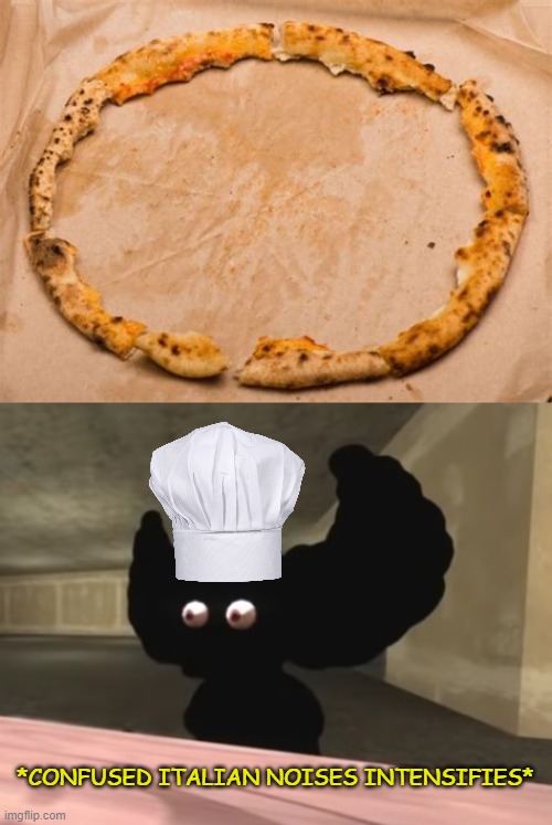 Only crust | *CONFUSED ITALIAN NOISES INTENSIFIES* | image tagged in tricky is speechless,pizza | made w/ Imgflip meme maker