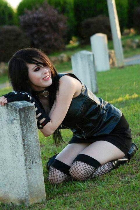 Goth girl on grave Blank Meme Template