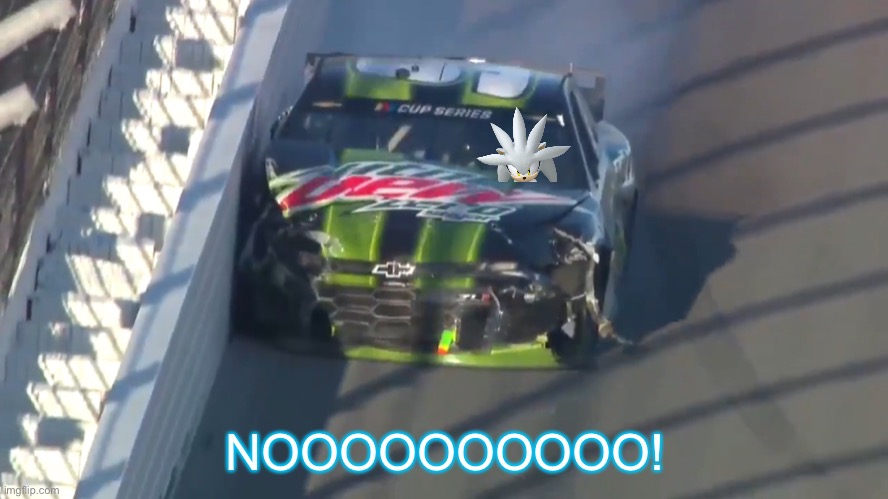 Silver also got a puncture and lost the lead. | NOOOOOOOOOO! | image tagged in silver,silver the hedgehog,memes,puncture,nmcs,nascar | made w/ Imgflip meme maker