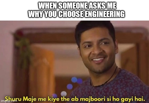 WHEN SOMEONE ASKS ME WHY YOU CHOOSE ENGINEERING | image tagged in engineering,science,education,online school | made w/ Imgflip meme maker