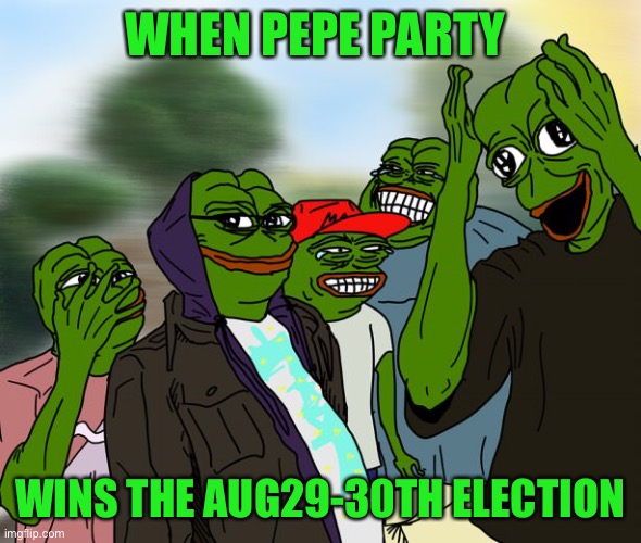 It’ll end rup’s career,  ig and rup will make a new stream in rage | WHEN PEPE PARTY; WINS THE AUG29-30TH ELECTION | image tagged in pepe party,rup got rump hurt | made w/ Imgflip meme maker