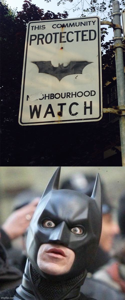 Image tagged in shocked batman,memes,funny,vandalism,funny vandalism,batman  - Imgflip