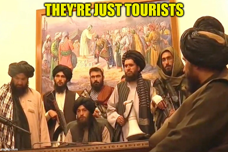 Peaceful tourists | THEY'RE JUST TOURISTS | made w/ Imgflip meme maker